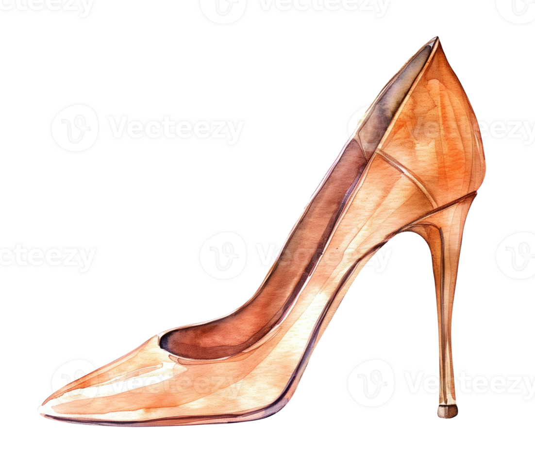 Watercolor Illustration of a High Heel Shoe Fashionable Women Footwear Art Elegant Trendy Stiletto Drawing. png