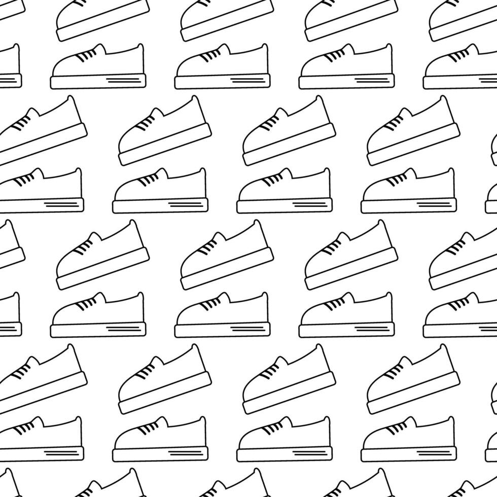 Outline laced sneakers Seamless pattern in minimalist style Abstract backdrop texture or promo idea. Isolate EPS. Wrapping, wallpaper or web, cards, poster, banner, label, price design concept vector