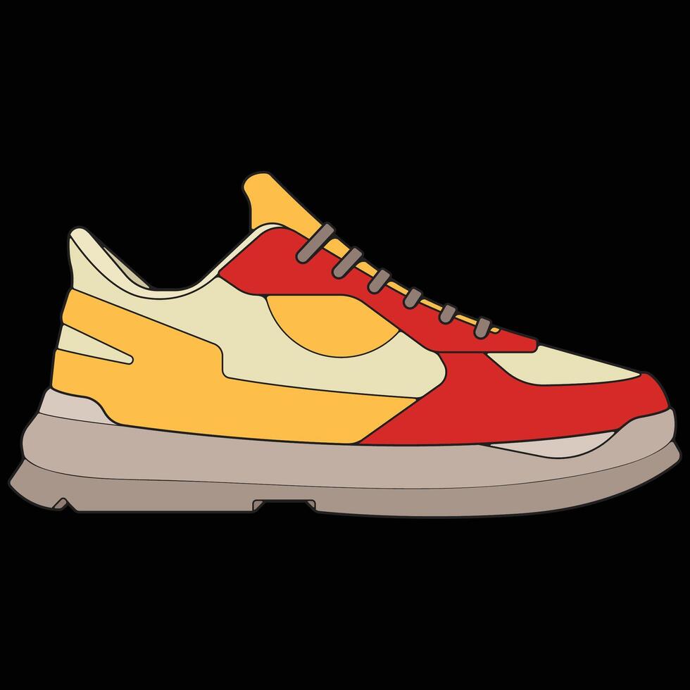 sneakers shoes for training, sneakers shoe illustration. Sneakers color full. vector