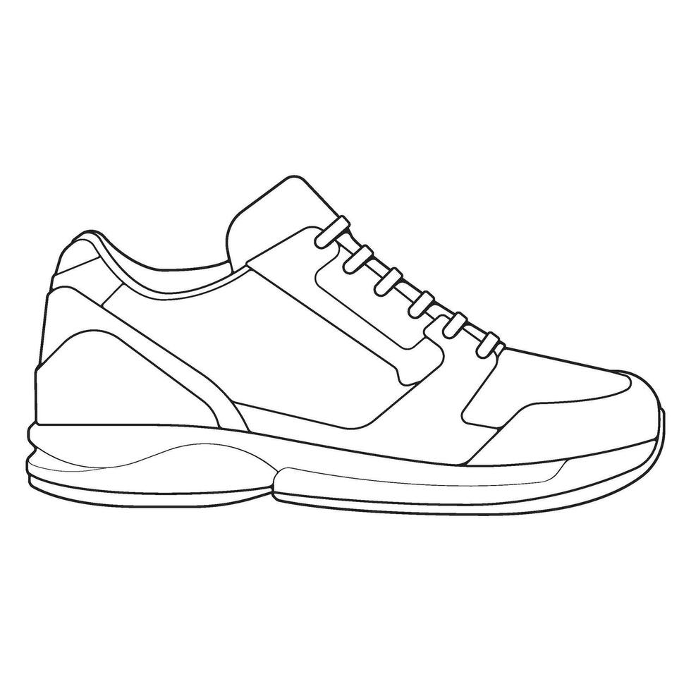 Black and white contour sneakers vector