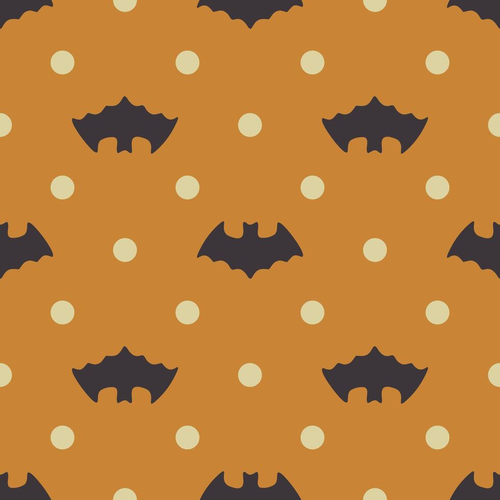 A pattern of bats with a black and orange background vector