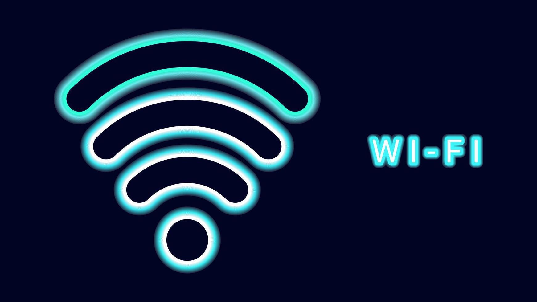 WiFi symbols neon effect dark background. Waves Wi Fi signal icon. Internet connection modern technology. Design web page billboard banner. illustration. vector