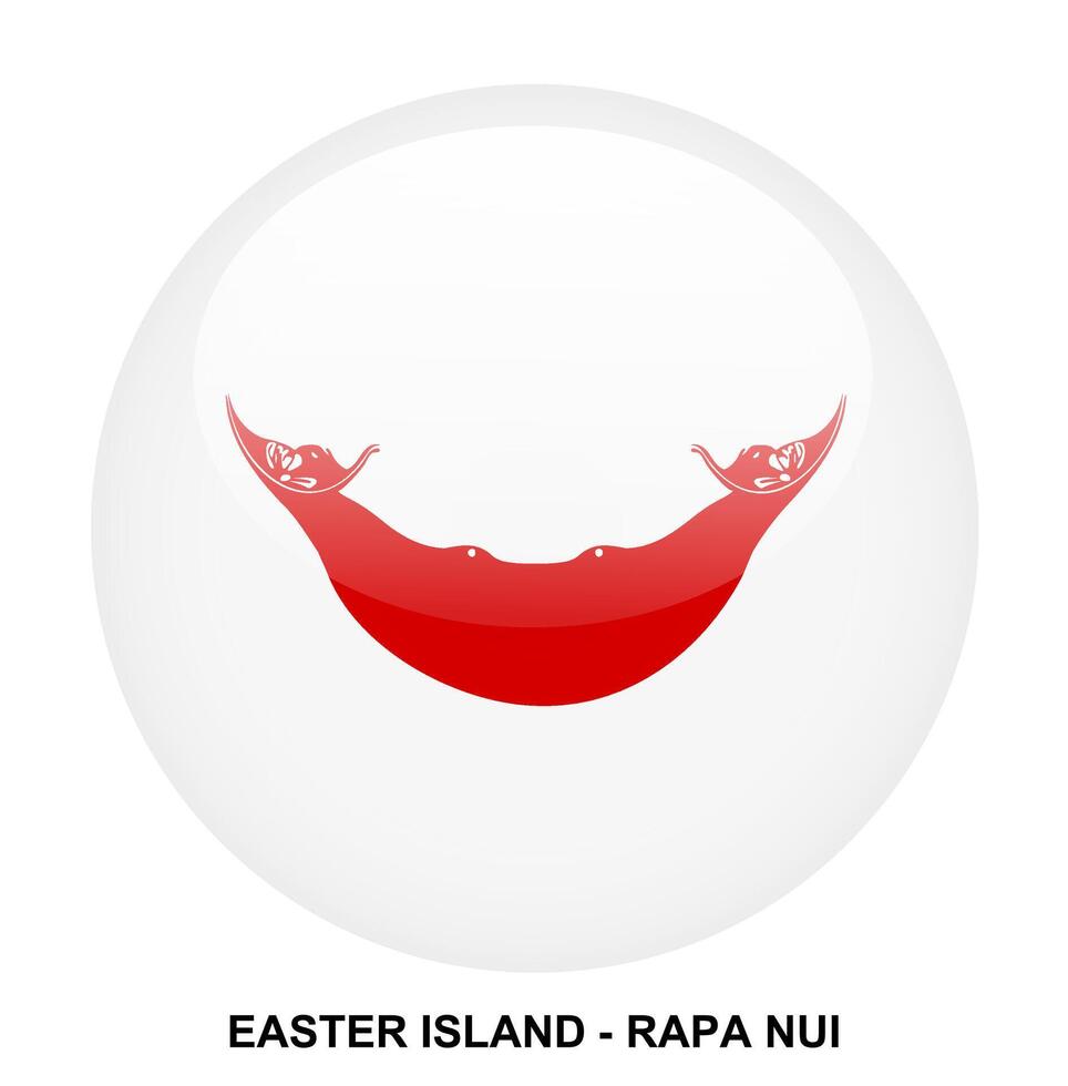EASTER ISLAND - RAPA NUI flag button on white background vector
