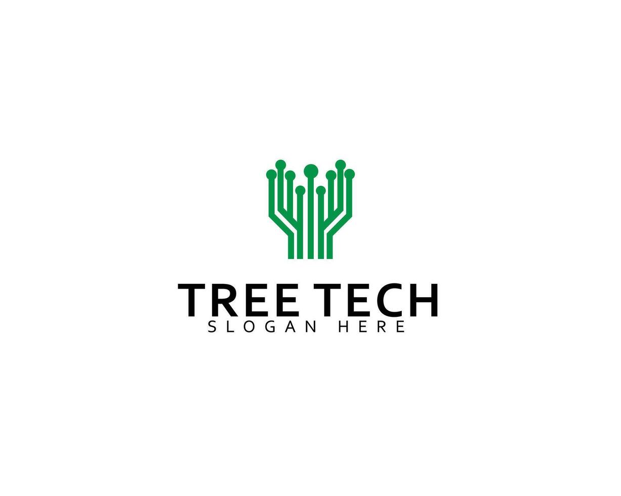Tech tree electrical circuit digital logo icon vector