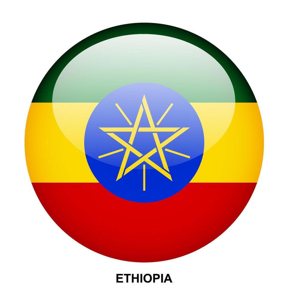 ETHIOPIA flag button on white background vector