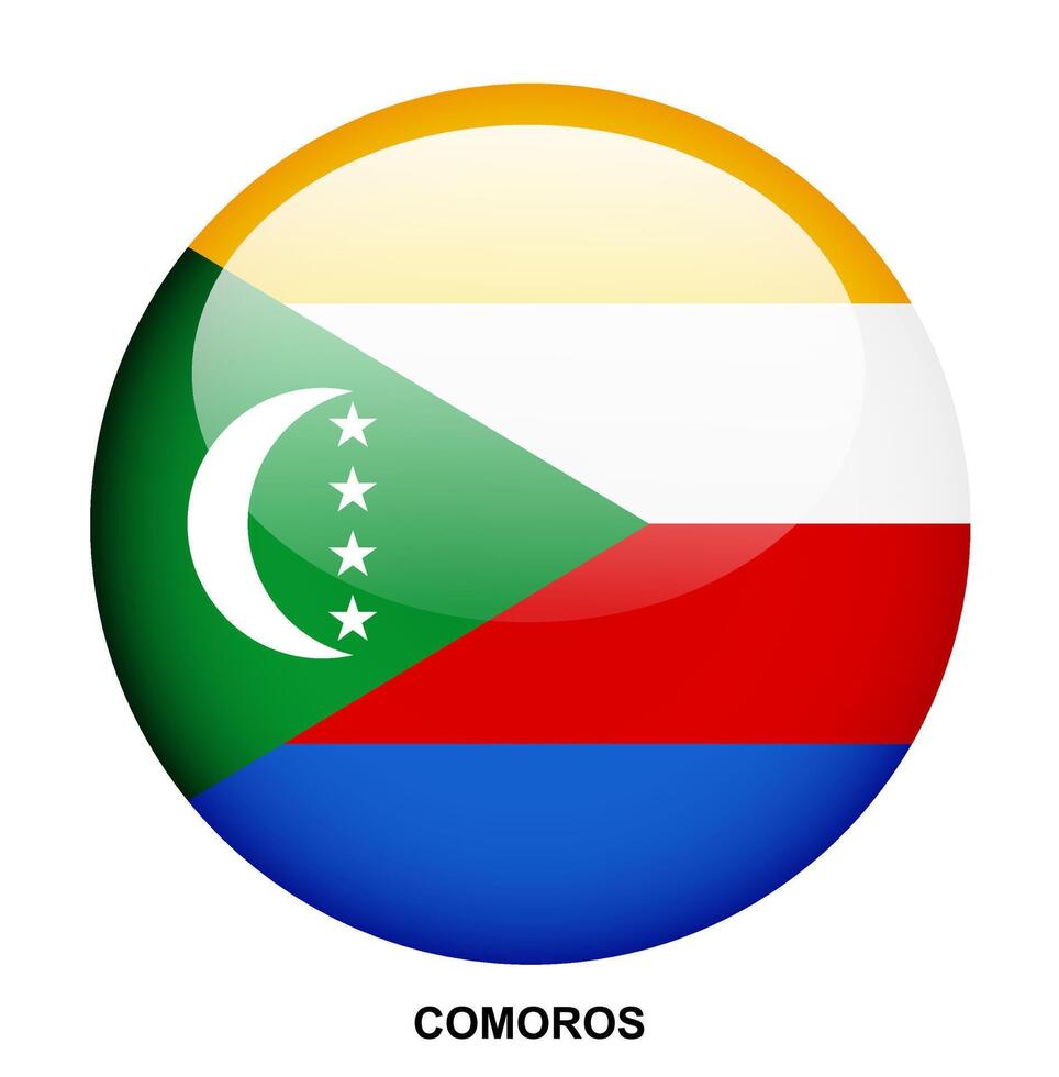 COMOROS flag button on white background vector
