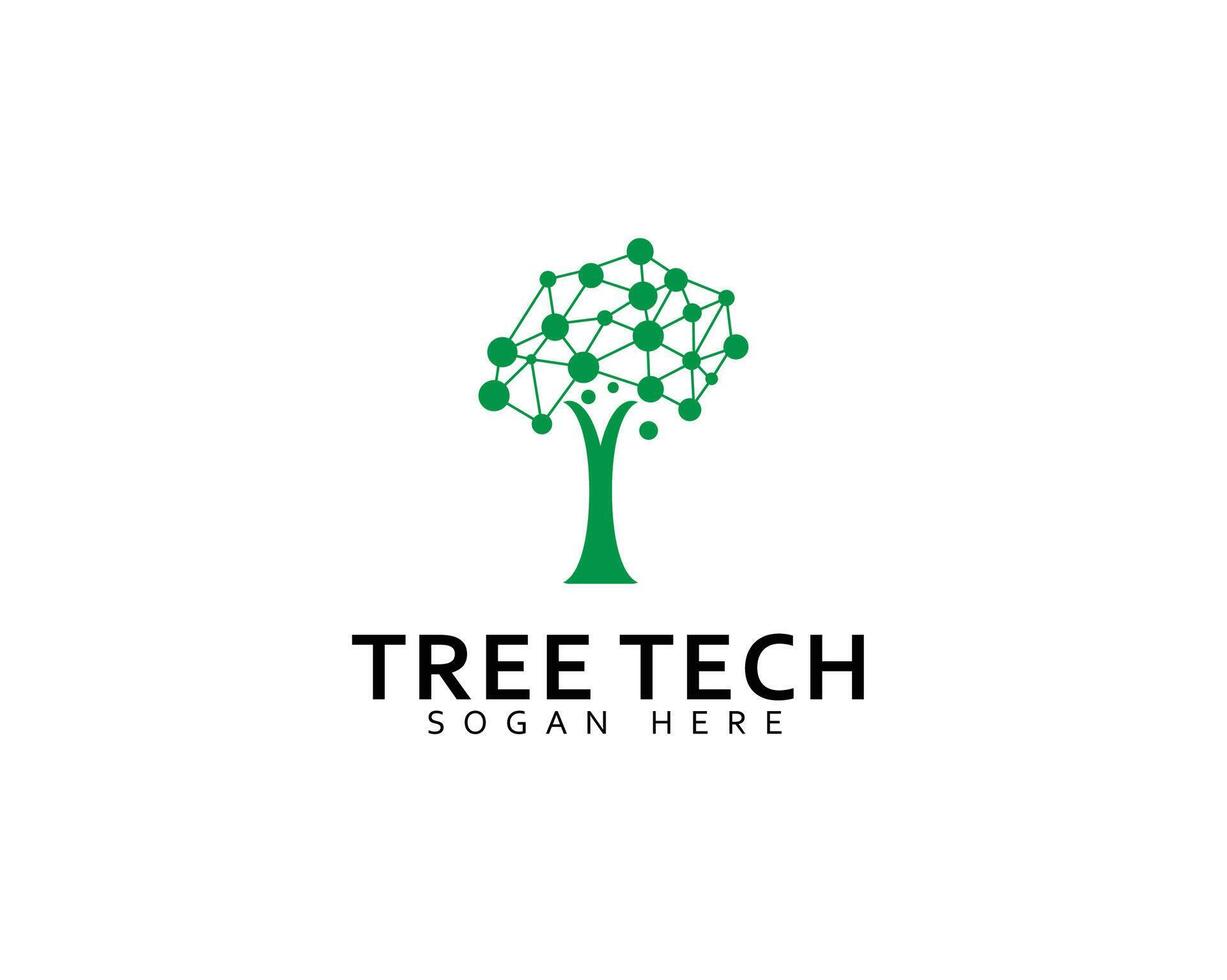 Tree Tech or Tree Science Logo Template Design , Emblem, Design Concept, Creative Symbol, Icon vector