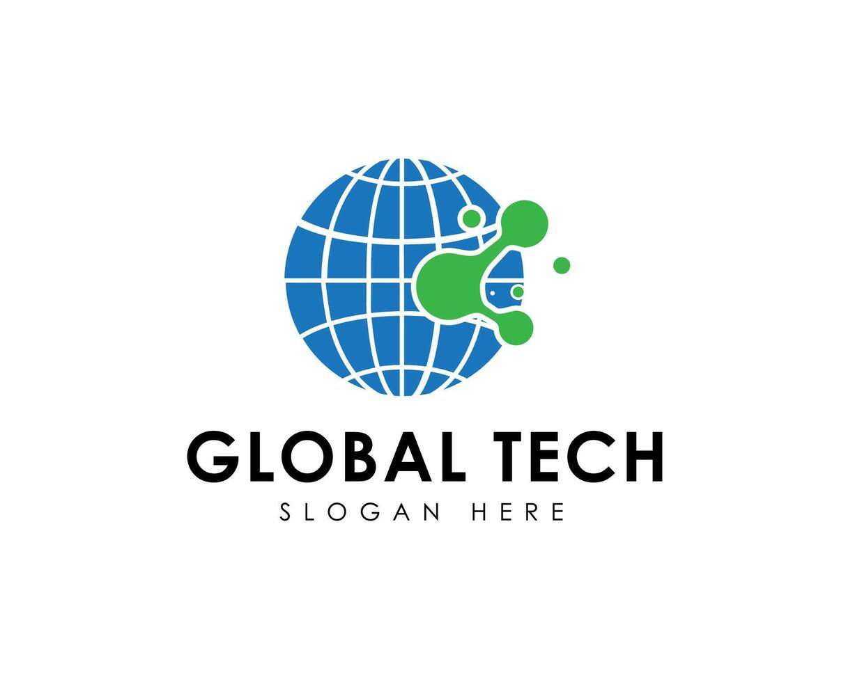 Global tech icon logo design illustration with creative concept Premium vector