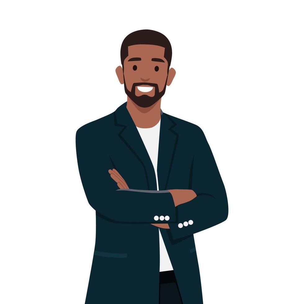 Powerful Successful Young Businessman with high self esteem and confidence. vector