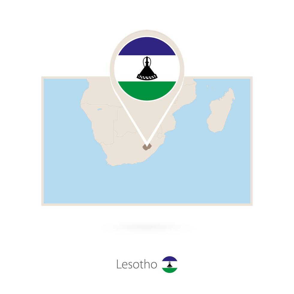 Rectangular map of Lesotho with pin icon of Lesotho vector