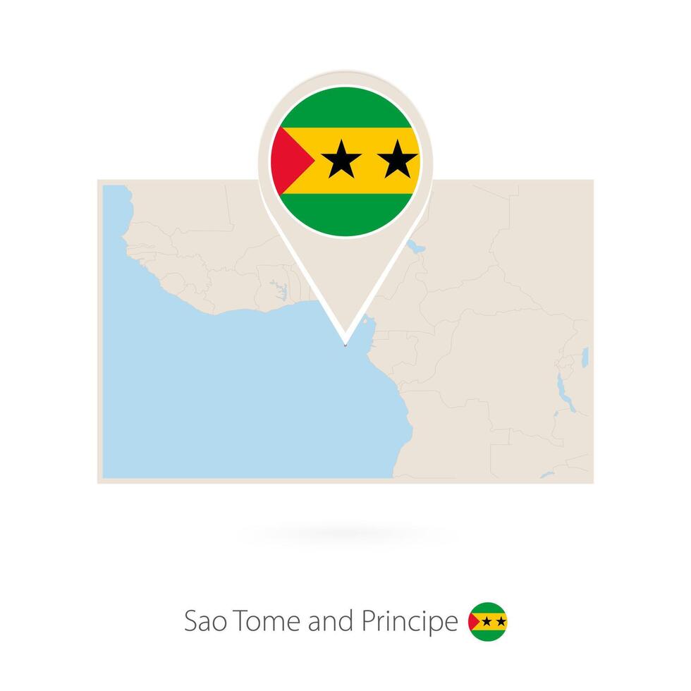 Rectangular map of Sao Tome and Principe with pin icon of Sao Tome and Principe vector