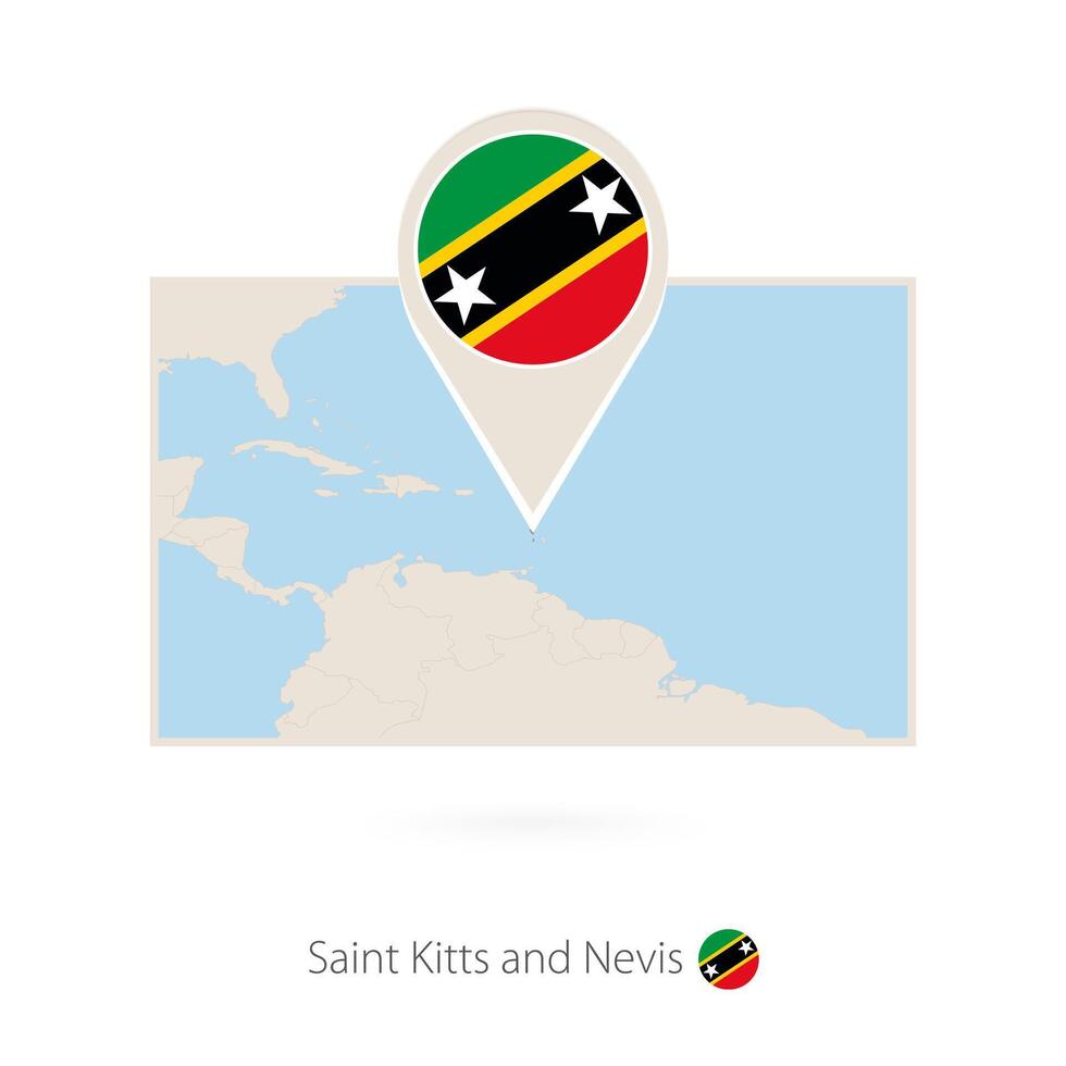 Rectangular map of Saint Kitts and Nevis with pin icon of Saint Kitts and Nevis vector