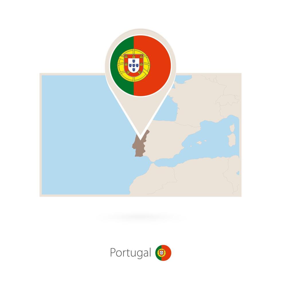 Rectangular map of Portugal with pin icon of Portugal vector