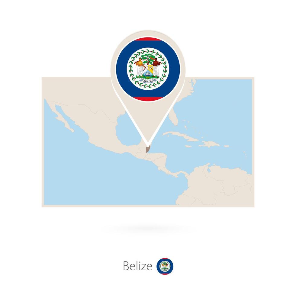 Rectangular map of Belize with pin icon of Belize vector
