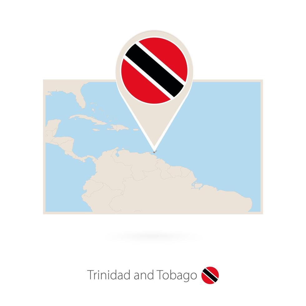 Rectangular map of Trinidad and Tobago with pin icon of Trinidad and Tobago vector