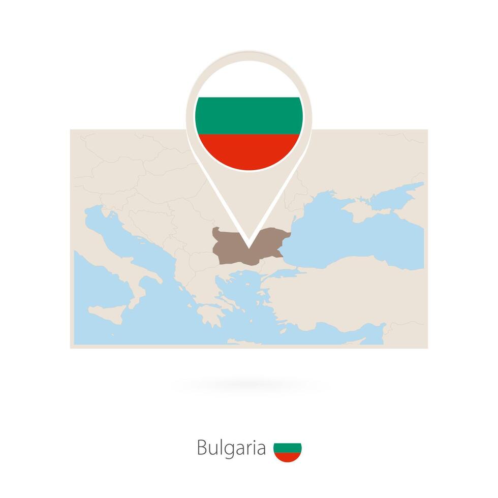 Rectangular map of Bulgaria with pin icon of Bulgaria vector