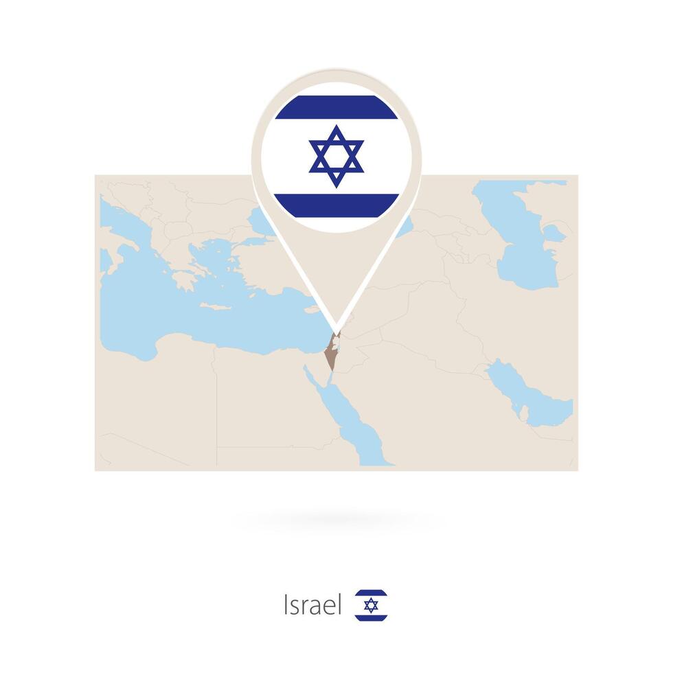 Rectangular map of Israel with pin icon of Israel vector