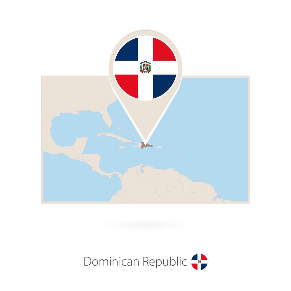 Rectangular map of Dominican Republic with pin icon of Dominican Republic vector
