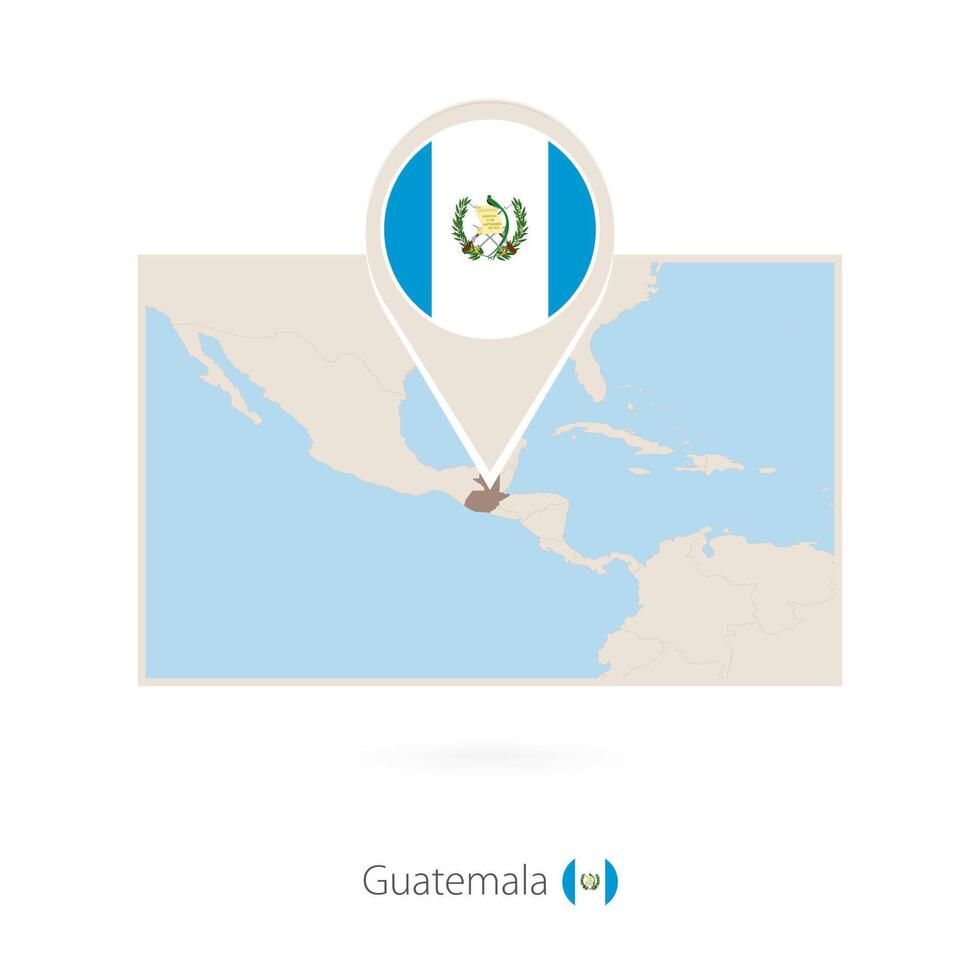 Rectangular map of Guatemala with pin icon of Guatemala vector