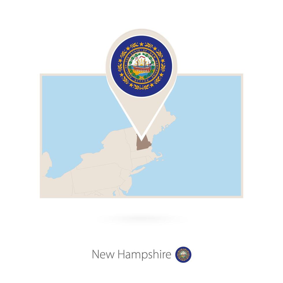 Rectangular map of US state New Hampshire with pin icon of New Hampshire vector