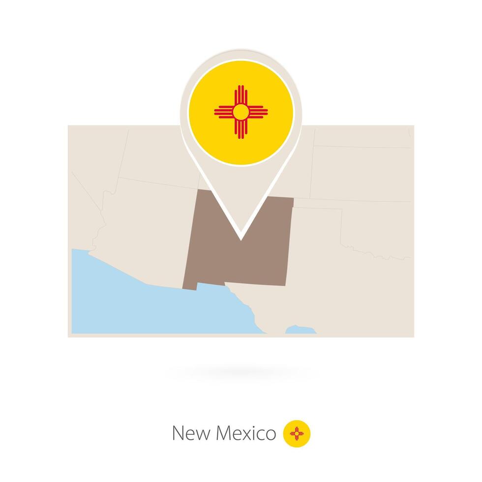 Rectangular map of US state New Mexico with pin icon of New Mexico vector