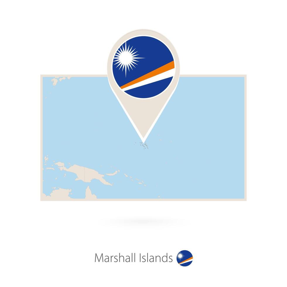 Rectangular map of Marshall Islands with pin icon of Marshall Islands vector