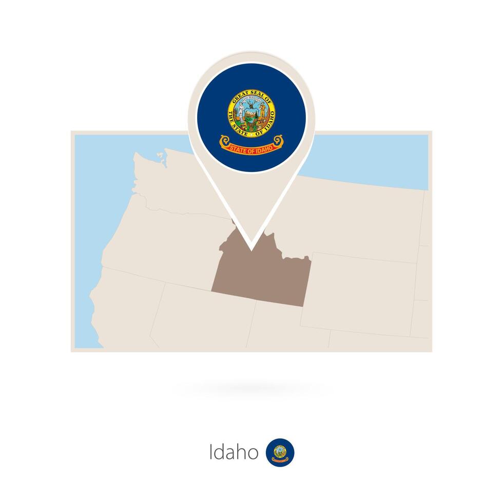 Rectangular map of US state Idaho with pin icon of Idaho vector