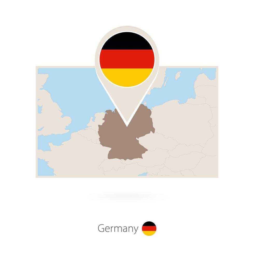 Rectangular map of Germany with pin icon of Germany vector