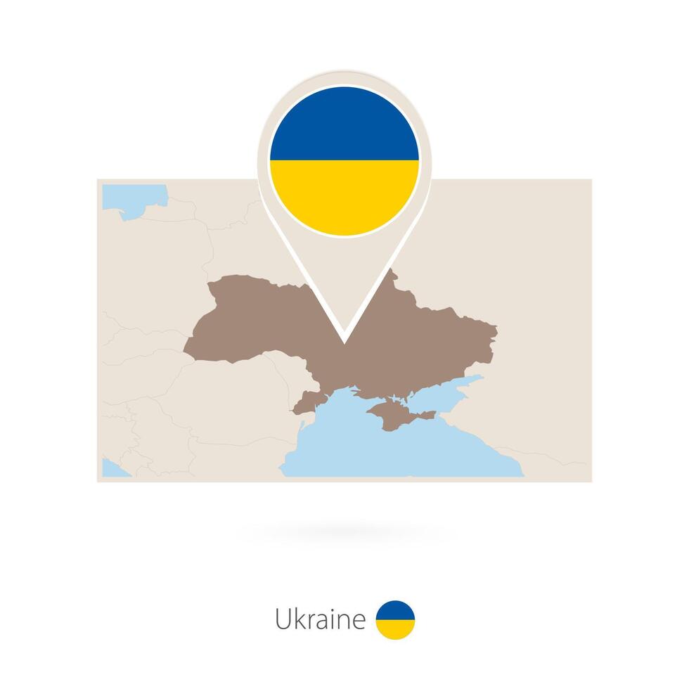 Rectangular map of Ukraine with pin icon of Ukraine vector
