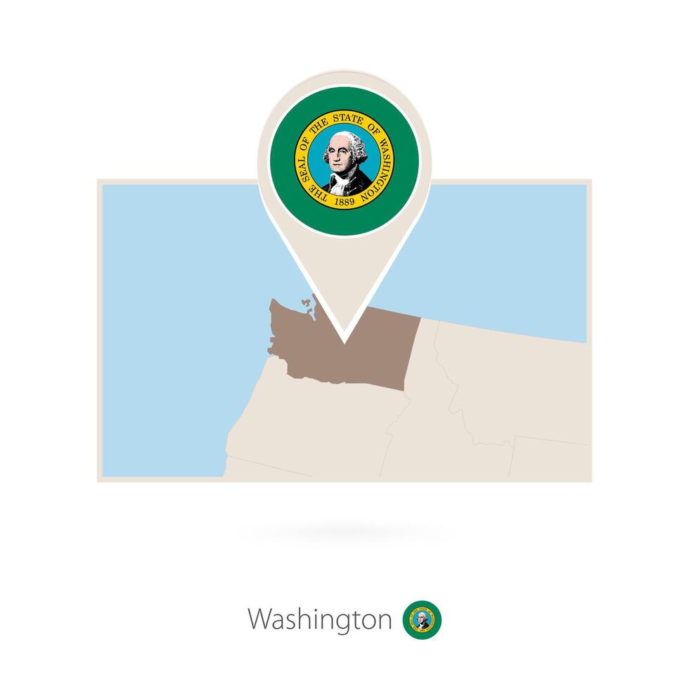 Rectangular map of US state Washington with pin icon of Washington vector