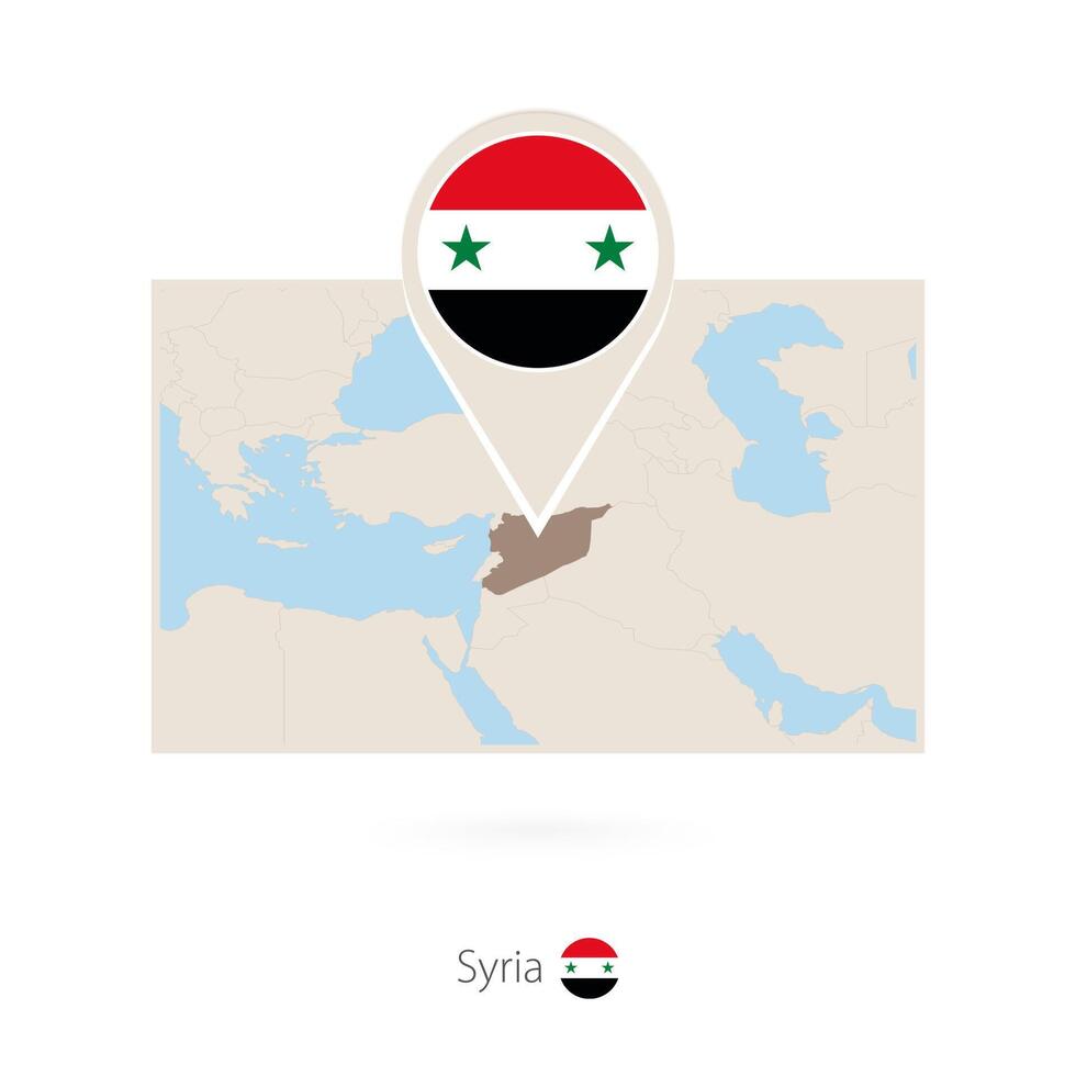Rectangular map of Syria with pin icon of Syria vector