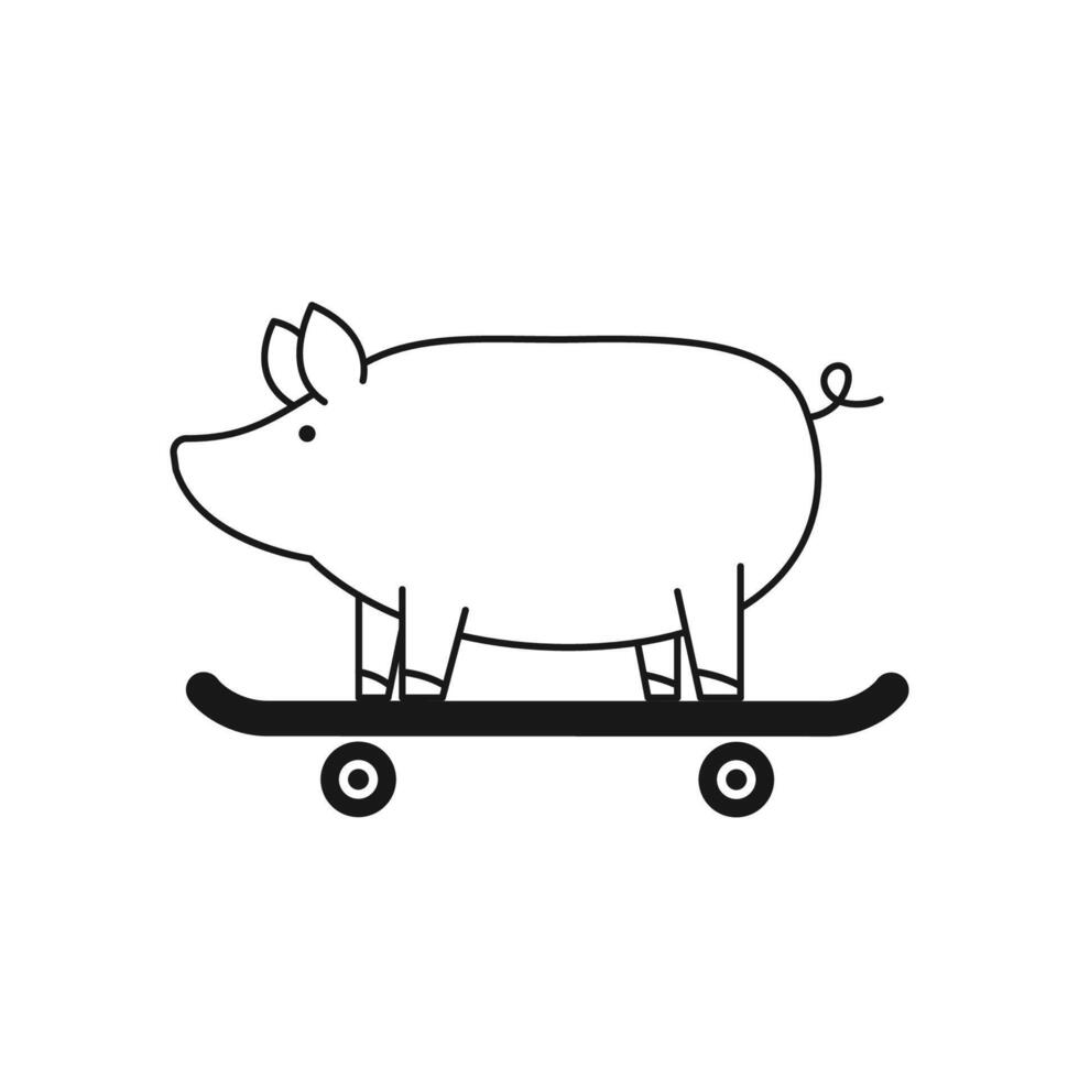 Pig doodle logo design. Pig . Pig symbol. vector