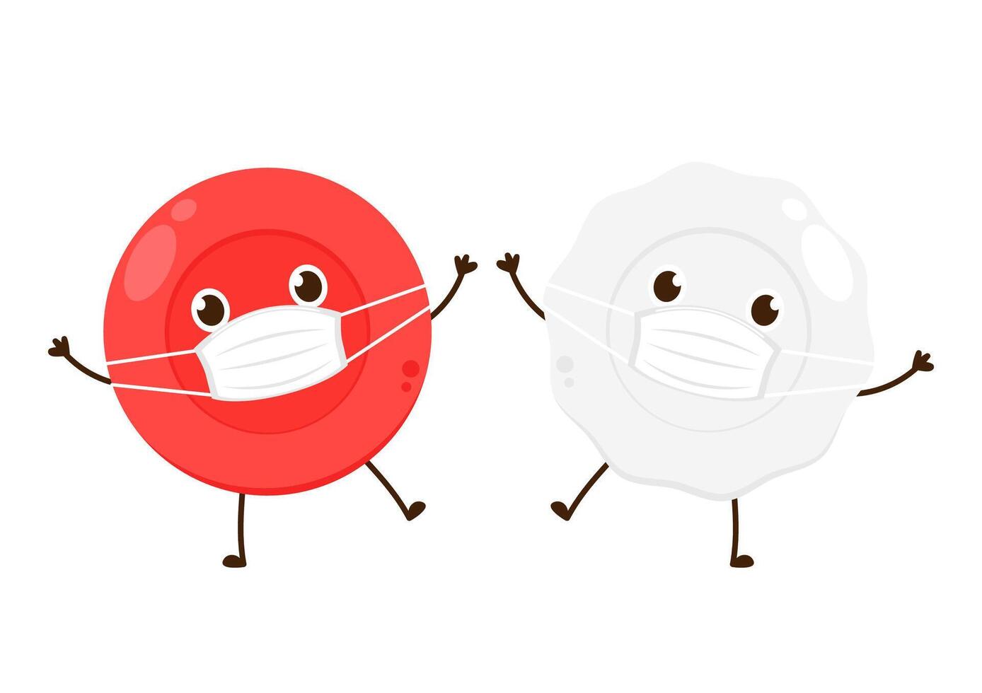 Red and white blood cell character design. vector