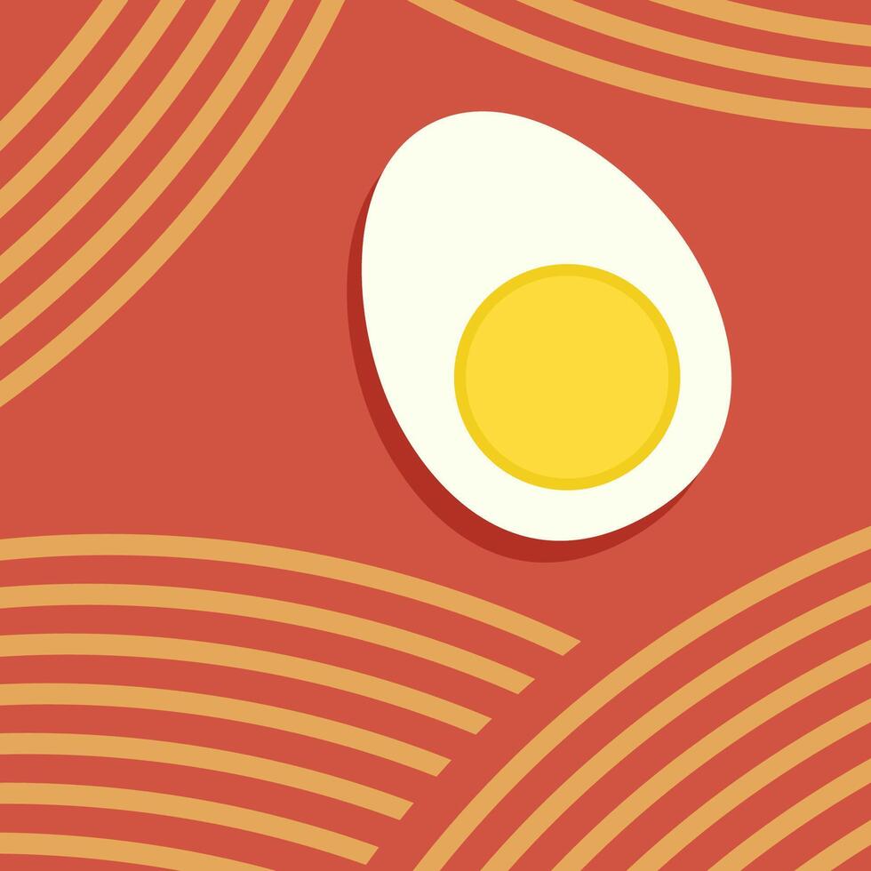Egg . Egg and noodle on ramen soup wallpaper. vector