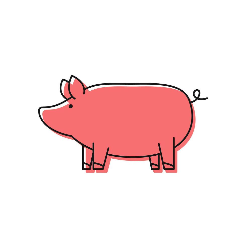 Pig doodle logo design. Pig . Pig symbol. vector