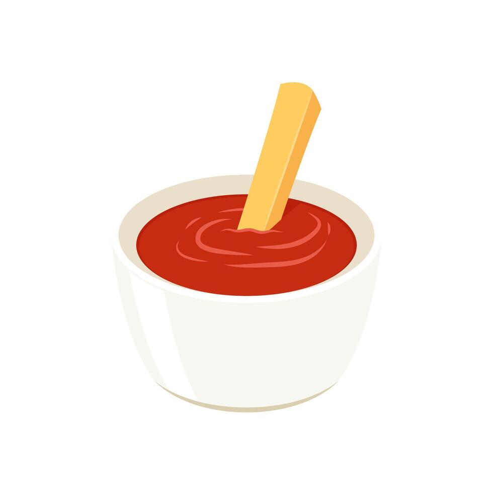 French fries and Tomato dip . Tomato dip . vector