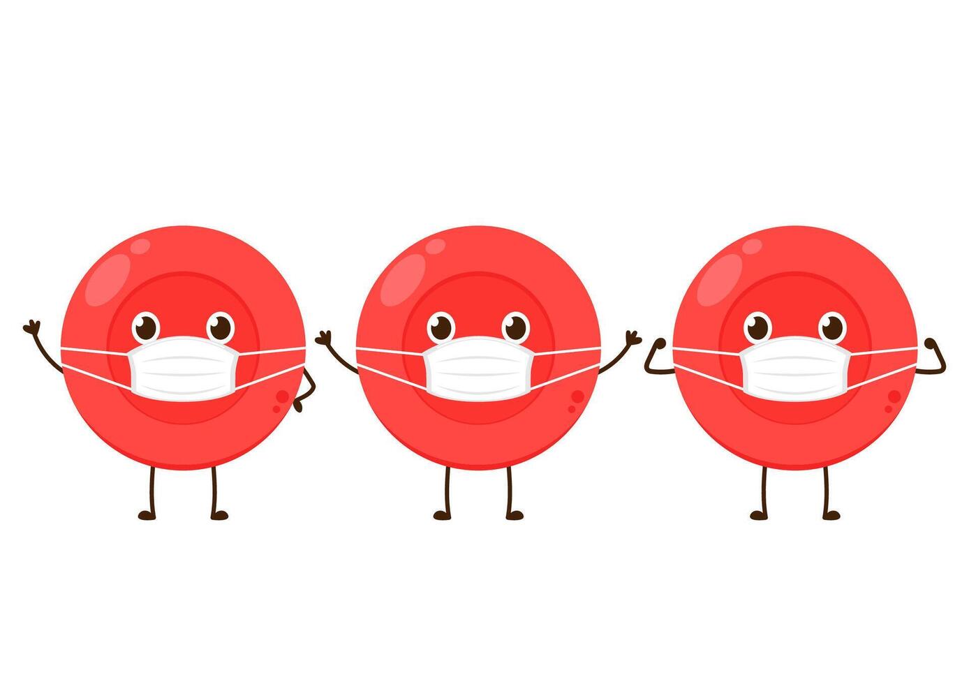 Red Blood Drop Cartoon Character. Illustration Flat Design Isolated On Transparent Background. Red Blood Cell Mascot. vector