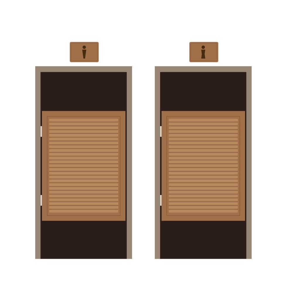 Wood Door toilet public . wallpaper. free space for text. vector