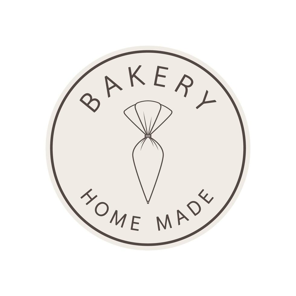 Bakery logo. Piping Cream Cake logo design. Silicone Piping Cream Cake doodle symbol. vector
