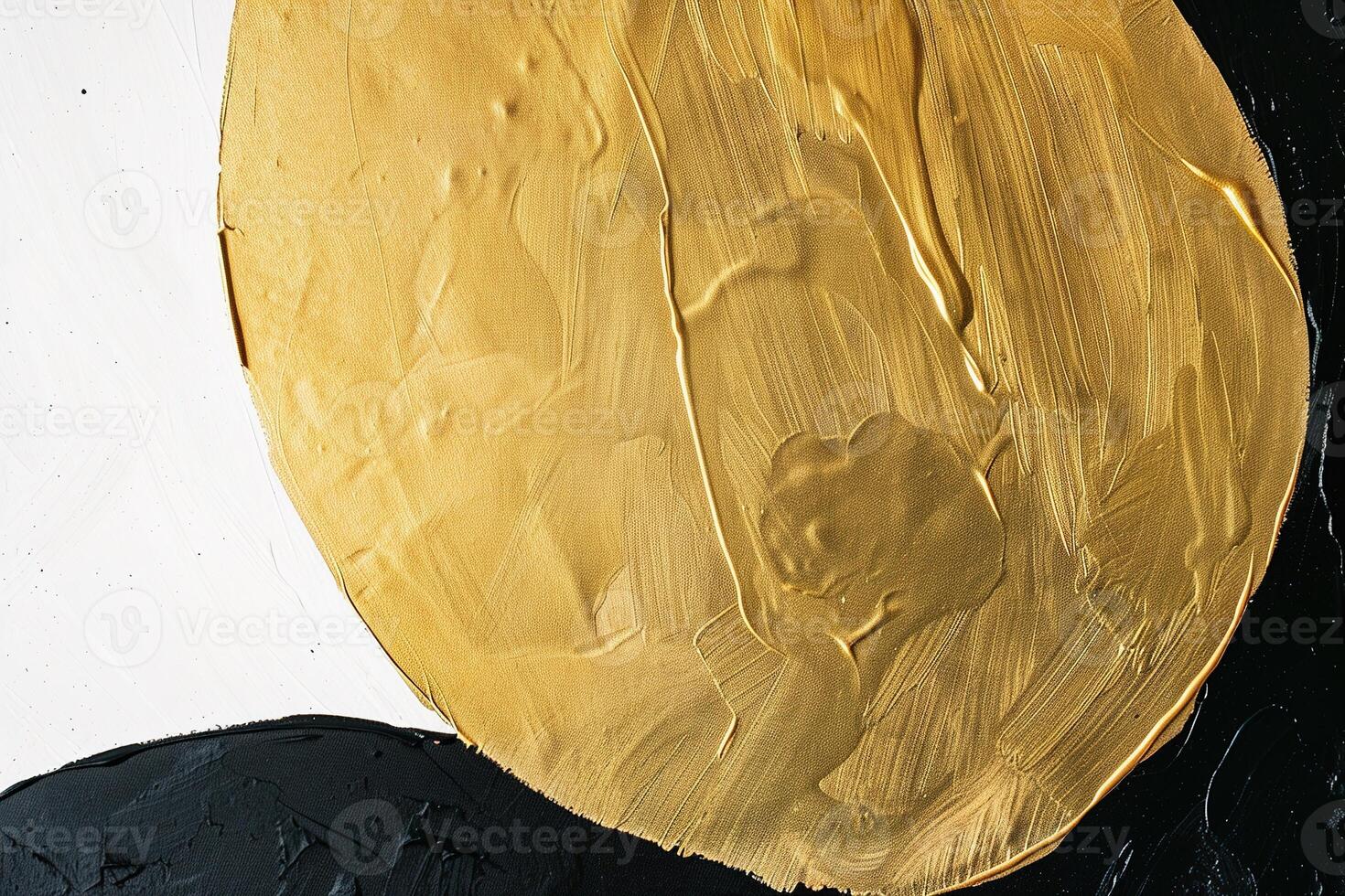 This abstract composition beautifully contrasts bold black and luxurious gold tones with textured strokes, perfect for modern interiors seeking a striking visual element. Modern print. photo