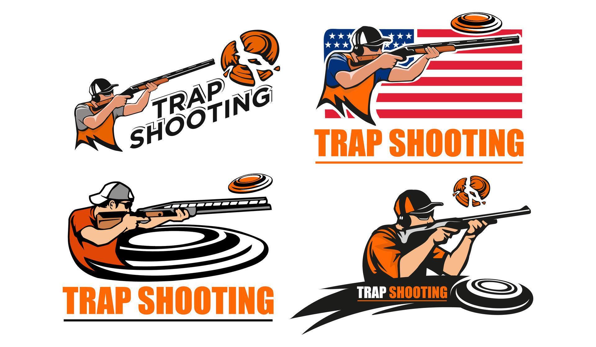 Trapshooting sport logo design bundle template. 46575386 Vector Art at