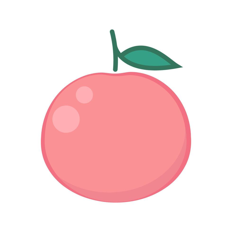 Peach cartoon . Doodle peach with leaves icon. Peach fruit in shape of heart isolated on white background. Farm, natural food, fresh fruits. vector