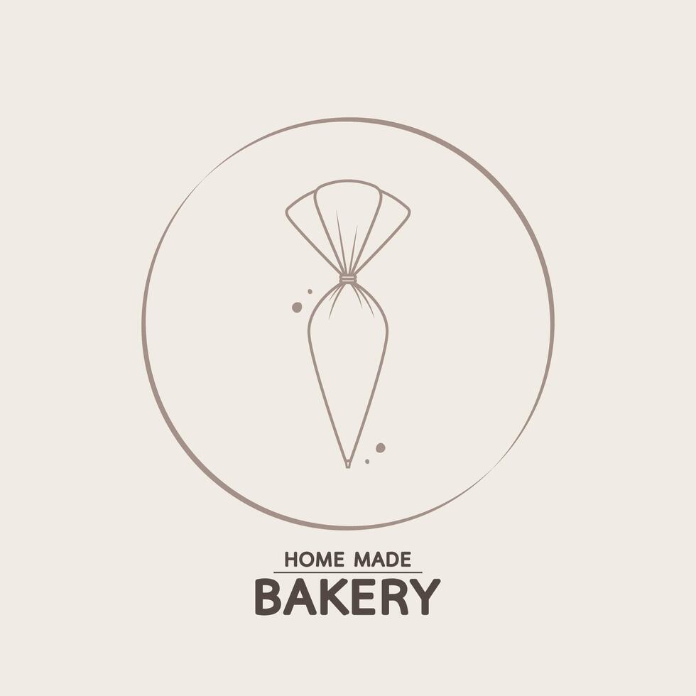 Bakery logo. Piping Cream Cake logo design. Silicone Piping Cream Cake doodle symbol. vector