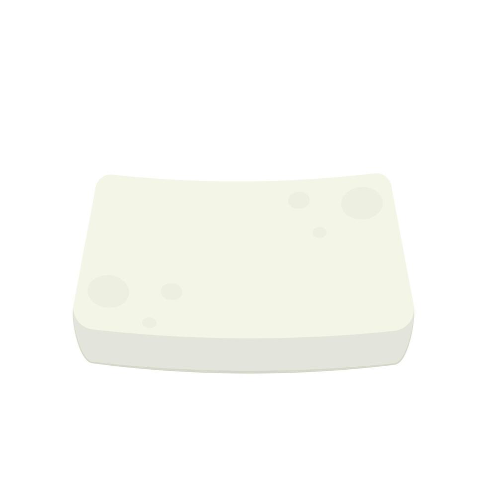 White Tofu . Tofu cartoon style isolated on white background. Vegetarian nutrition, healthy food. vector