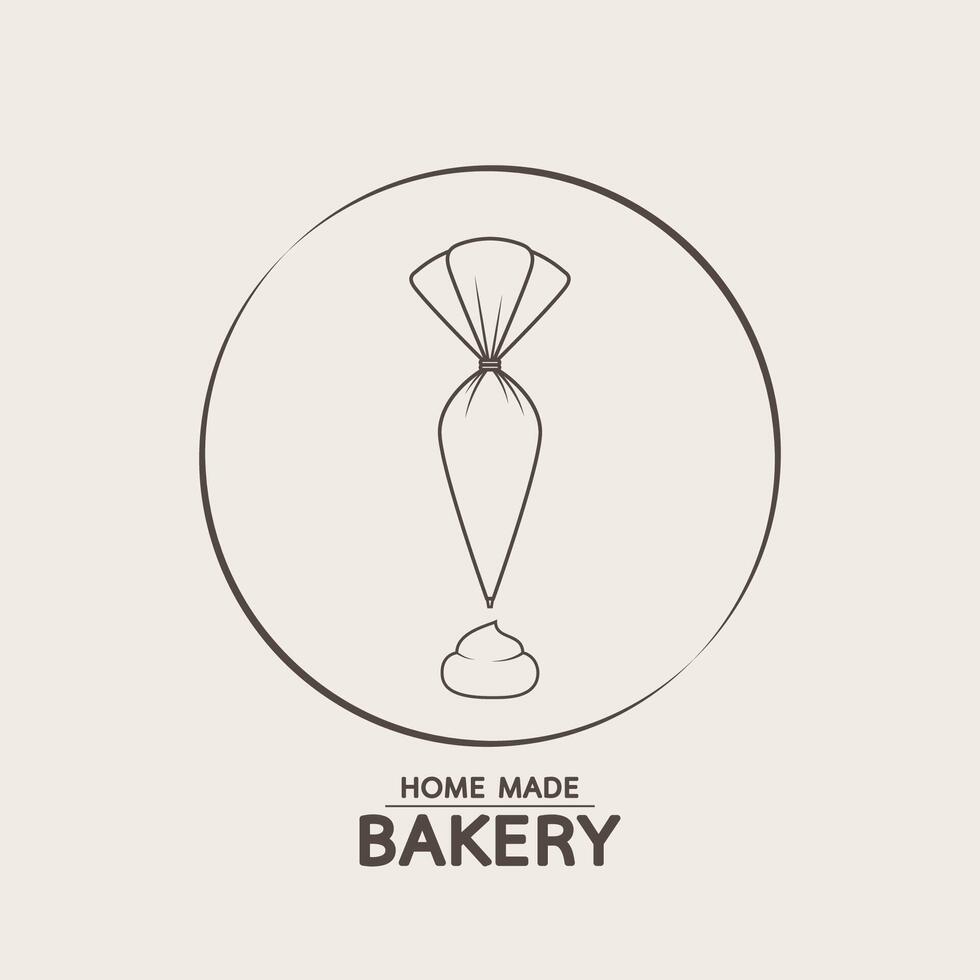 Bakery logo. Piping Cream Cake logo design. Silicone Piping Cream Cake doodle symbol. vector