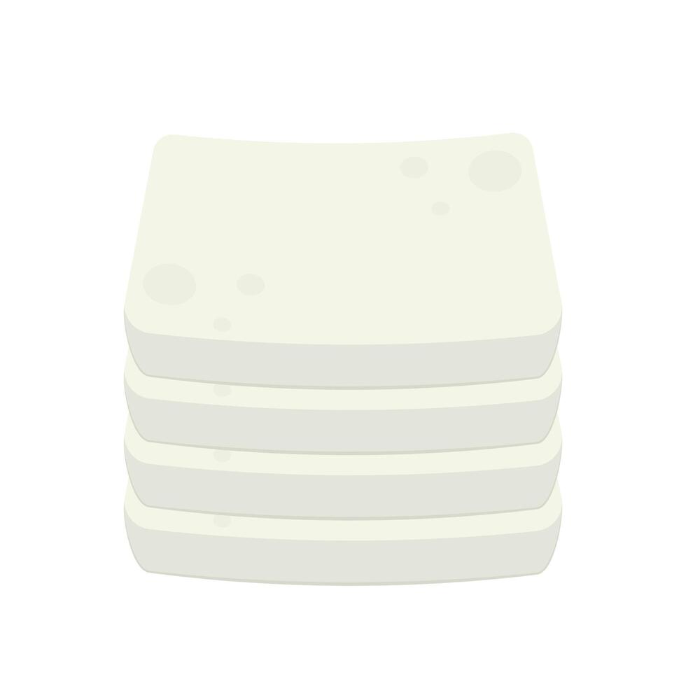 White Tofu . Tofu cartoon style isolated on white background. Vegetarian nutrition, healthy food. vector