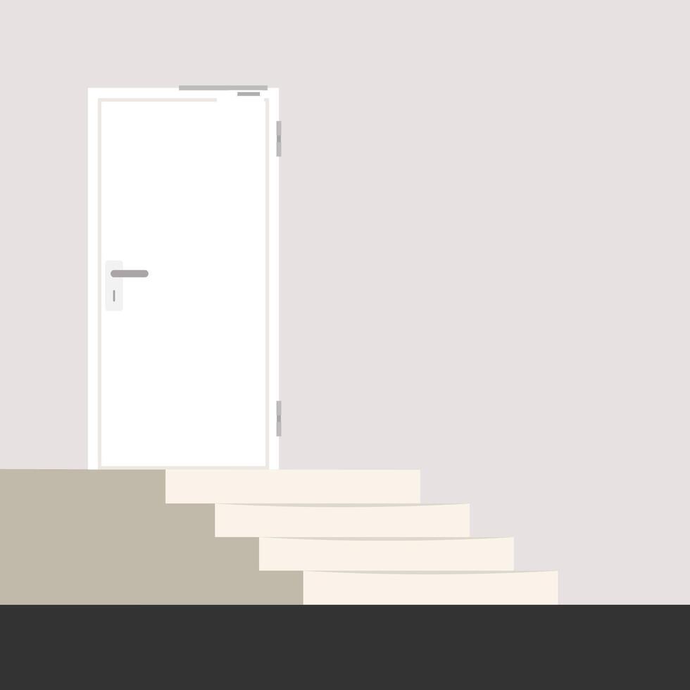 Door cartoon and stair. . vector
