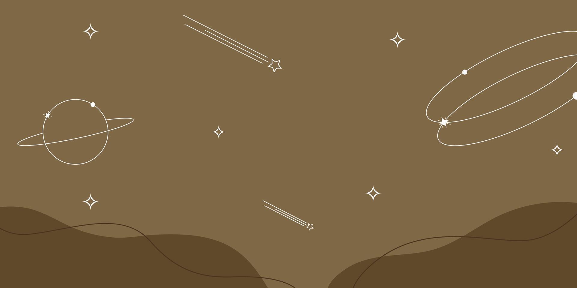 Simple Background With Planet and Star Line vector