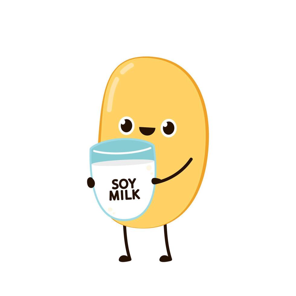 Soybean . Soybean character design. Soy milk . vector