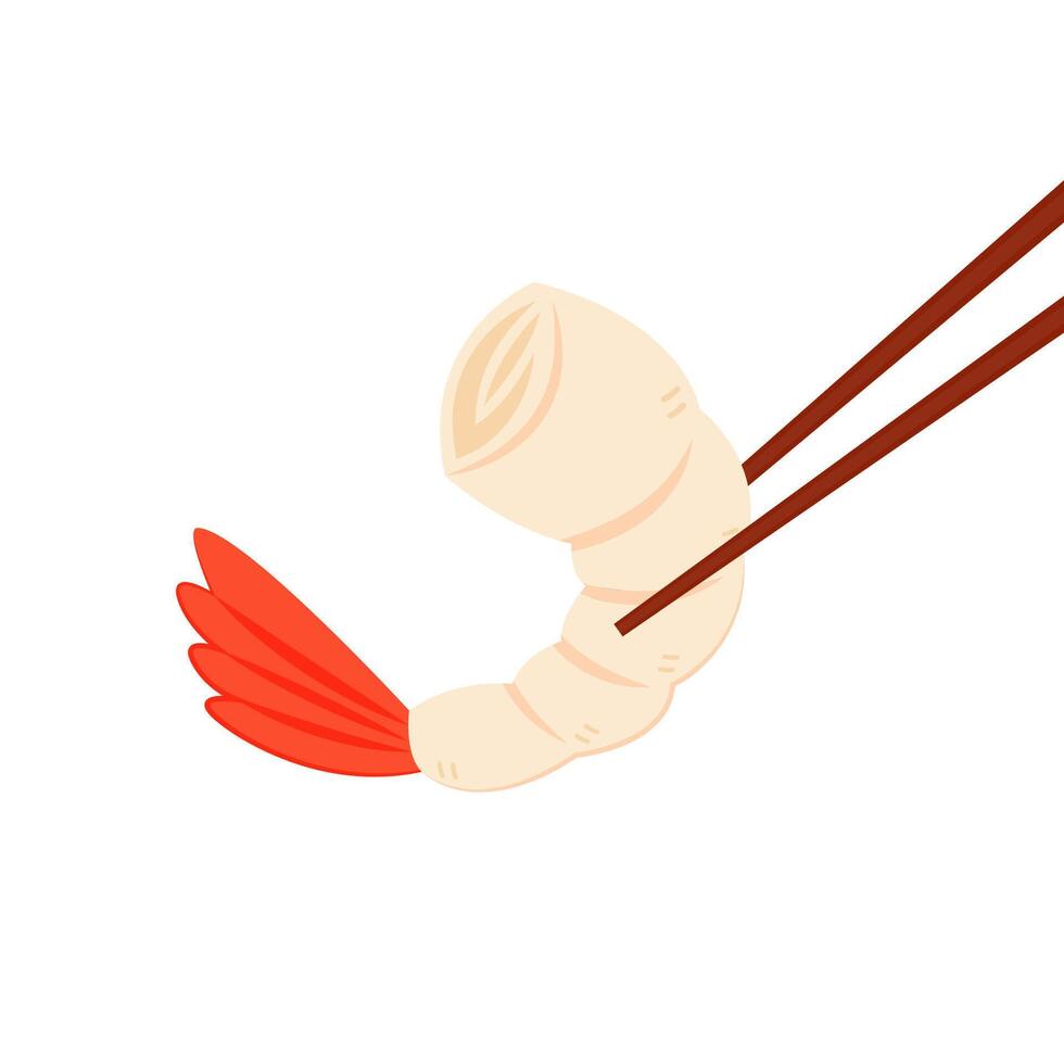 Shrimp cartoon . Shrimp on a Pan . Shrimp logo design. Sea food logo. vector